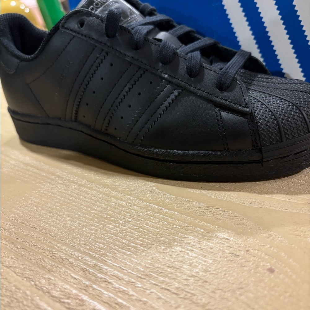 New in box Adidas Triple Black Superstar Sneakers - Picture 3 of 6